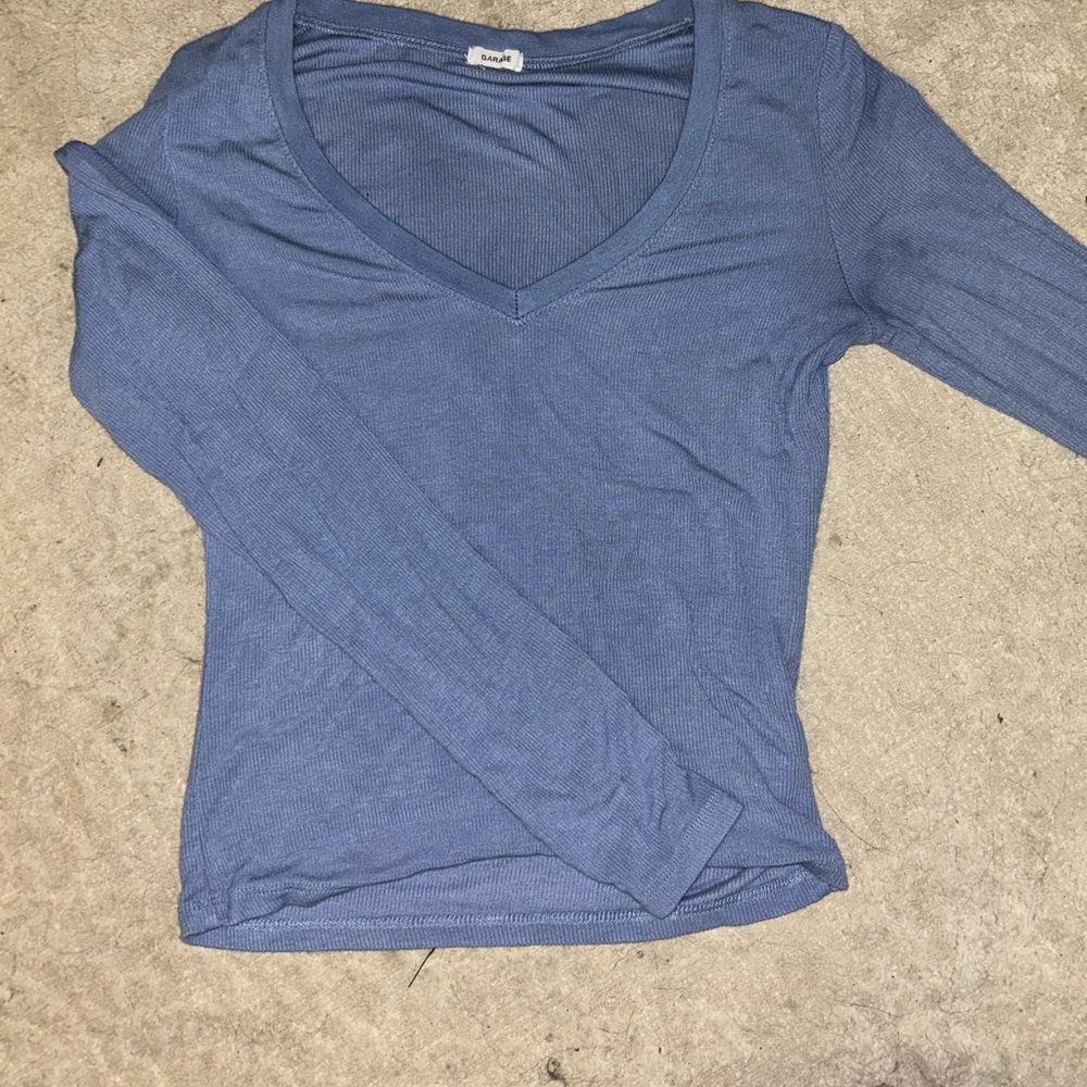 Garage Blue Fitted Long Sleeve Tee